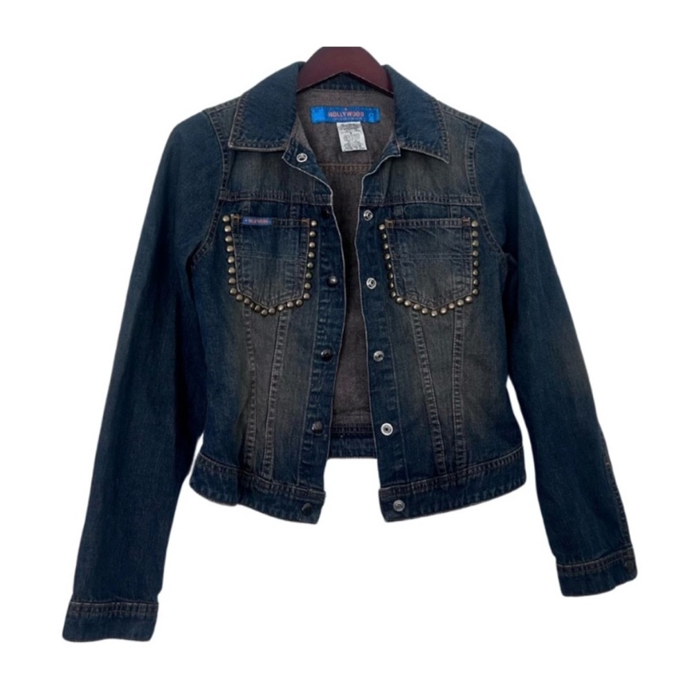 vintage faded gold studded denim jacket hollywood jean co